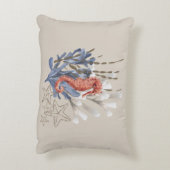 シーホースブルーベージュオレンジコーラル沿岸ビーチ アクセントクッション (裏面(縦))