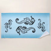 シーホースブルー ビーチタオル (正面)