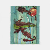 シーホースプリント フリースブランケット (正面)