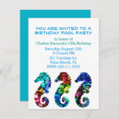 シーホースプールパーティの招待状 招待状 (正面/裏面)