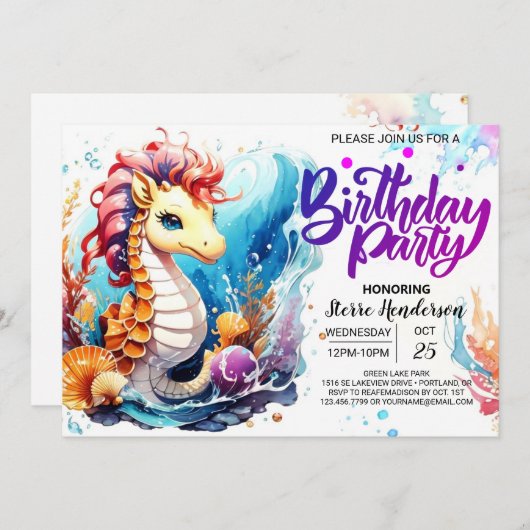 シーホースヘブンオーシャニック誕生日 招待状 (正面/裏面)