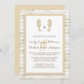 シーホースホワイトウォッシュウッドビーチ結婚式招待状 招待状 (正面/裏面)