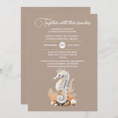 シーホースホワイトビーチテーマコースタルシック 招待状 (正面/裏面)