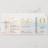 シーホースボーディングパスチケットビーチ結婚式 セーブザデート (正面)