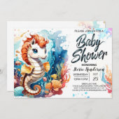 シーホースメロディーズ海の赤ちゃんシャワー 招待状 (正面/裏面)