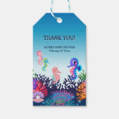 シーホースモダンのベビーシャワーの下で ギフトタグ (正面)