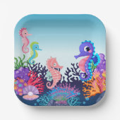 シーホースモダンのベビーシャワーの下で ペーパープレート (正面)