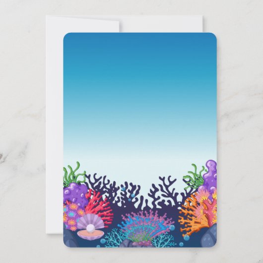 シーホースモダンのベビーシャワーの下で 招待状 (裏面)