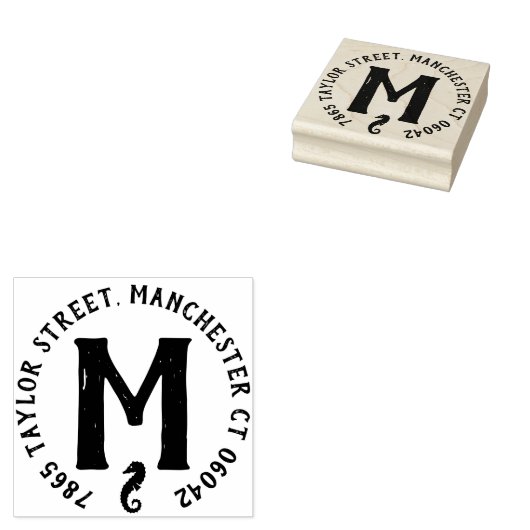 シーホースモノグラム差出人住所 ラバースタンプ (押印)