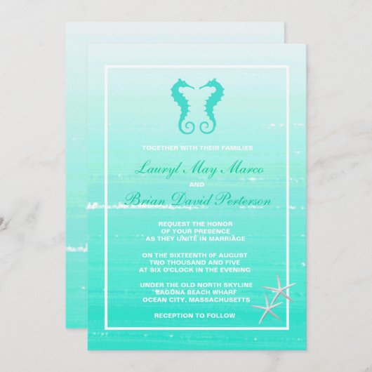 シーホースラブデスティネー航海のションウエディング招待状 招待状 (正面/裏面)