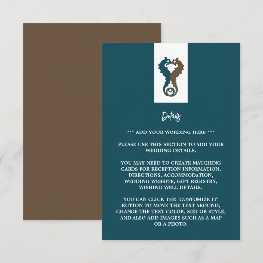 シーホースロマンスビーチ結婚式詳細 エンクロージャーカード (正面/裏面)