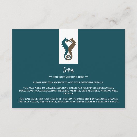 シーホースロマンスビーチ結婚式詳細 エンクロージャーカード (正面)