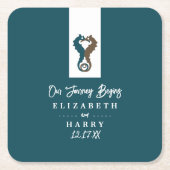 シーホースロマンスビーチ結婚式 スクエアペーパーコースター (正面)