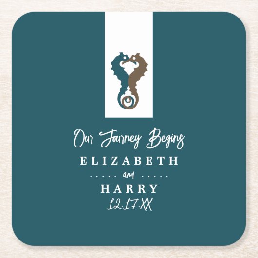 シーホースロマンスビーチ結婚式 スクエアペーパーコースター (正面)