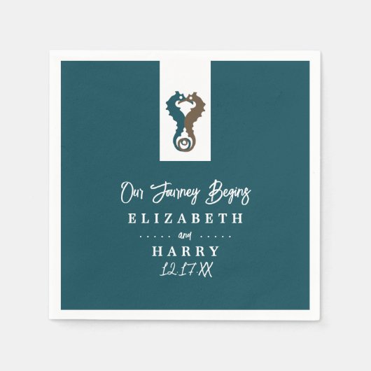 シーホースロマンスビーチ結婚式 スタンダードカクテルナプキン (正面)