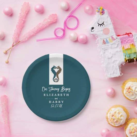 シーホースロマンスビーチ結婚式 ペーパープレート (パーティー)