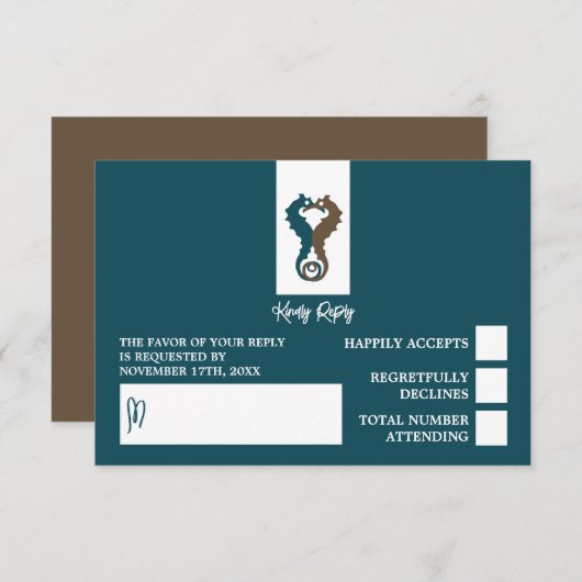 シーホースロマンスビーチ結婚式 出欠カード (正面/裏面)