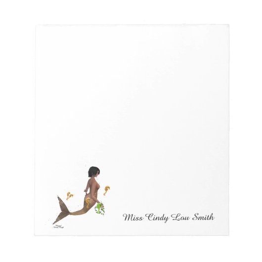 シーホース付き可愛い人魚メモ帳 ノートパッド (正面)