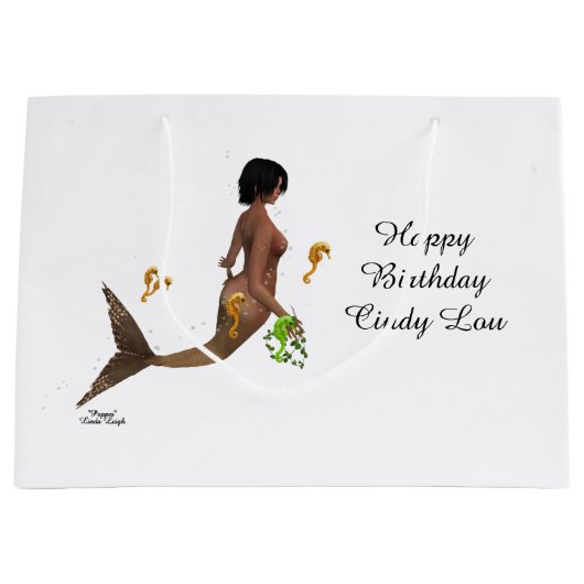 シーホース付き可愛い人魚抱き枕 ラージペーパーバッグ (正面)