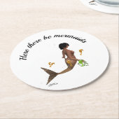 シーホース付き可愛い人魚紙コースター ラウンドペーパーコースター (アングル)