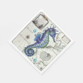 シーホース地図ヴィンテージブルー スタンダードランチョンナプキン (角)