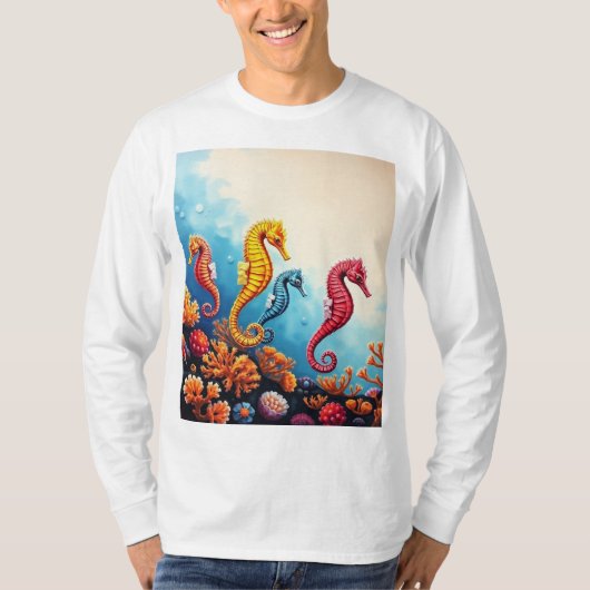 "シーホース家族スウェットシャツ:水中エレガンス" Tシャツ (正面)