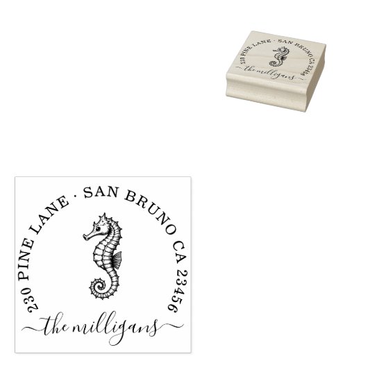 シーホース差出人住所スタンプ – 海エレガンス ラバースタンプ (押印)
