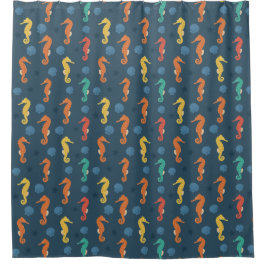 シーホース模様 シャワーカーテン