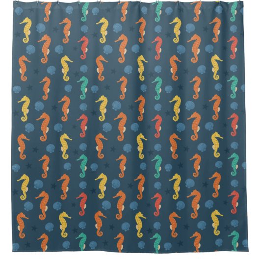 シーホース模様 シャワーカーテン (正面)