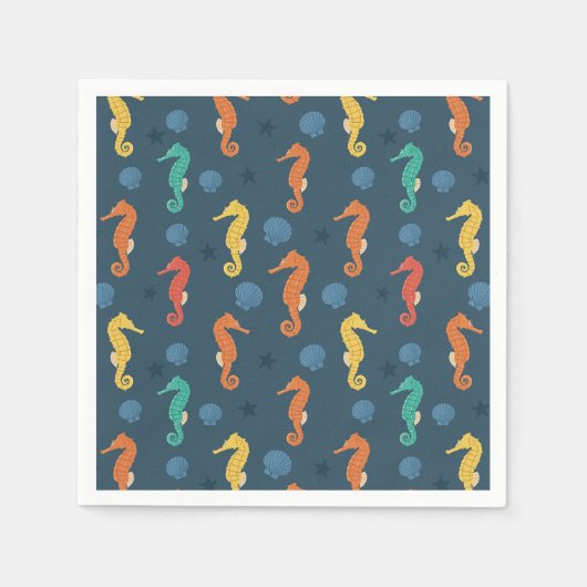 シーホース模様 スタンダードカクテルナプキン (正面)