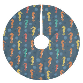 シーホース模様 ブラッシュドポリエステルツリースカート