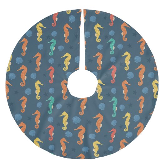 シーホース模様 ブラッシュドポリエステルツリースカート (正面)