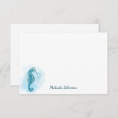 シーホース水色海 パーソナライズされた ノートカード (正面/裏面)
