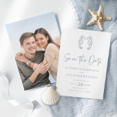 シーホース沿岸ビーチダスティブルー結婚ズ セーブザデート