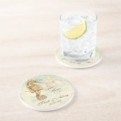 シーホース沿岸ビーチパーソナライズされた結婚- コースター (側面)