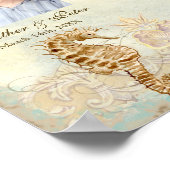 シーホース沿岸ビーチ結婚ズパーソナライズされた ポスター (角)