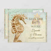 シーホース沿岸ビーチ – 日付ポストカードを保存 案内ポストカード (正面/裏面)