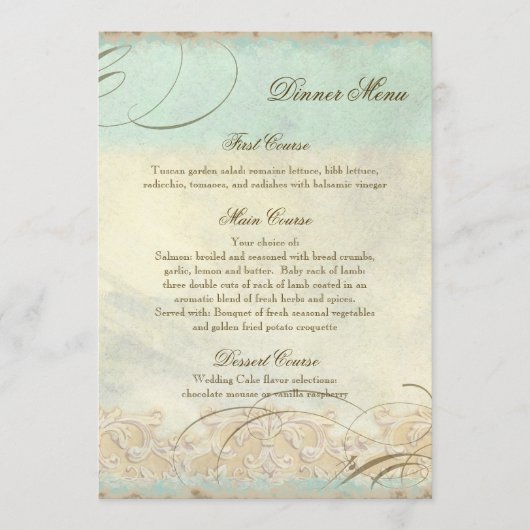 シーホース沿岸ビーチ-結婚のディナーメニュー メニュー (正面)