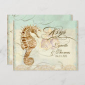 シーホース沿岸ビーチ- RSVP応答はがき インビテーションポストカード (正面/裏面)