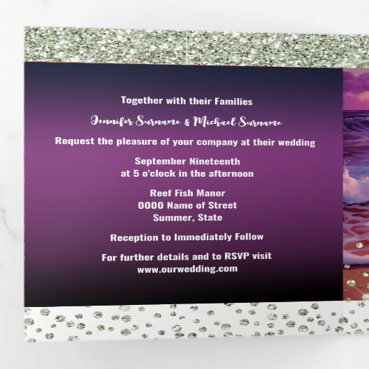 シーホース熱帯島サンライズサンセットビーチ 三つ折り招待状 (内部最初)