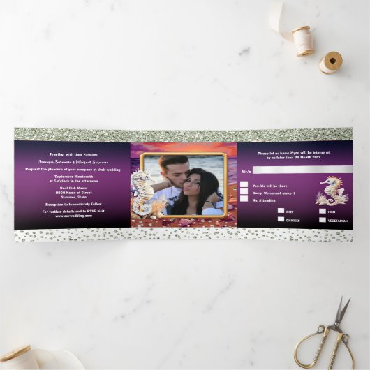 シーホース熱帯島サンライズサンセットビーチ 三つ折り招待状 (内部)