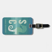 シーホース熱帯魚モノグラムティール(緑がかった色)ラゲージタグ ラゲッジタグ (正面横)