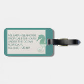 シーホース熱帯魚モノグラムティール(緑がかった色)ラゲージタグ ラゲッジタグ (裏面横)
