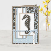 シーホース男の赤ちゃんカード カード (黄色い花)