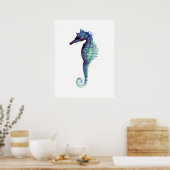 シーホース白アートポスター紫のシーホース ポスター (キッチン)
