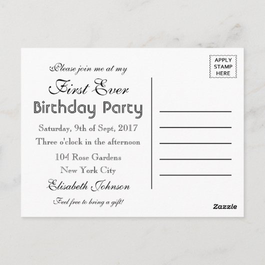 シーホース粘土スラブ初めて誕生日はがき ポストカード (裏面)