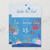 シーホース誕生日パーティーの招待の下 招待状 (正面/裏面)