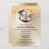 シーホース貝シェルパール金ゴールドグリッター きらめく 招待状 (正面/裏面)