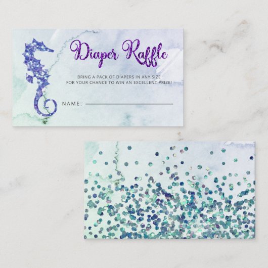 シーホース赤ちゃんシャワーおむつラッフル エンクロージャーカード (正面/裏面)