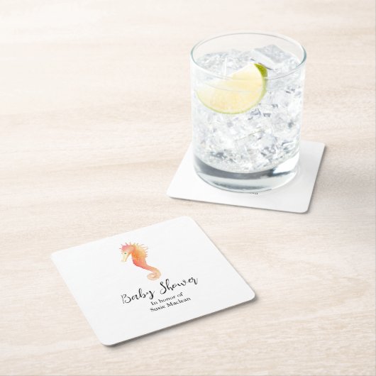 シーホース赤ちゃんシャワーナプキン スクエアペーパーコースター (インサイチュ)